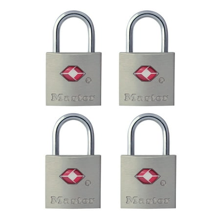 Master Lock TSA Approved Keyed Luggage Locks, 4 Pack, Solid Metal Body