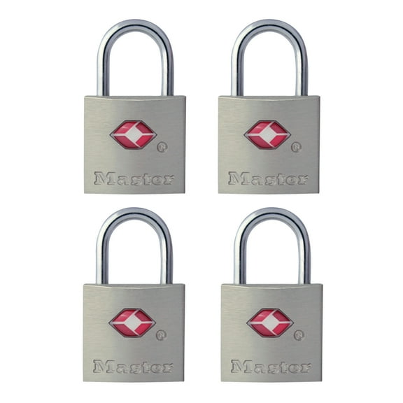Master Lock TSA Approved Keyed Luggage Locks, 4 Pack, Solid Metal Body