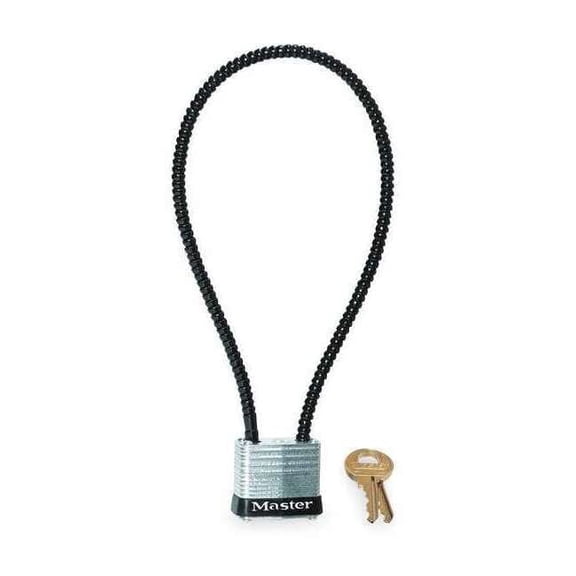 Padlock, Keyed Different, Flexible Shackle, Square Steel Body, Steel Shackle