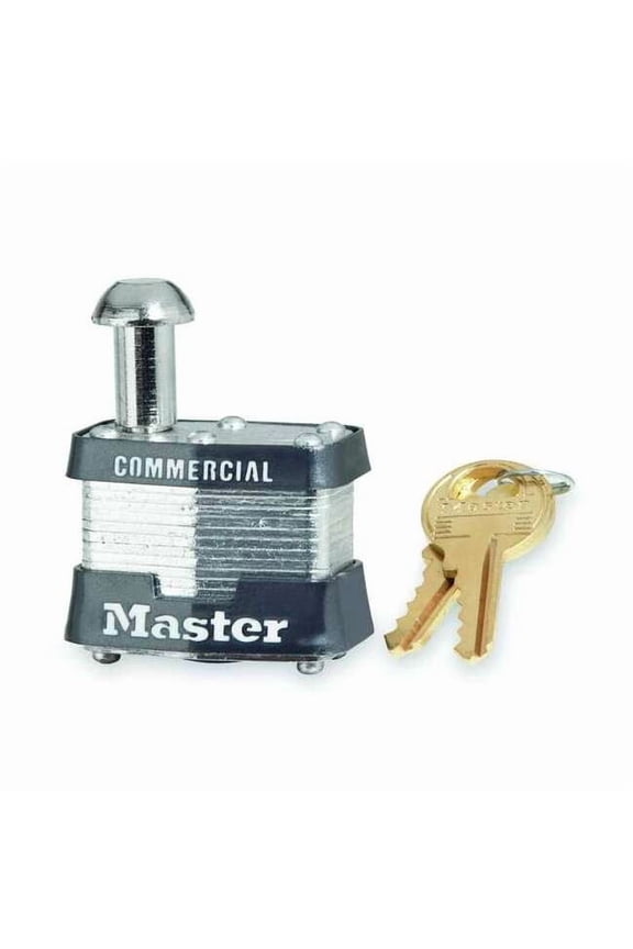 Padlock, Keyed Different, Single Post Shackle, Rectangular Steel Body, Steel Shackle, 5/8 in W