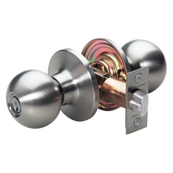 Master Lock Knob Lockset,Ball Style,Satin Nickel BA0115KA4S