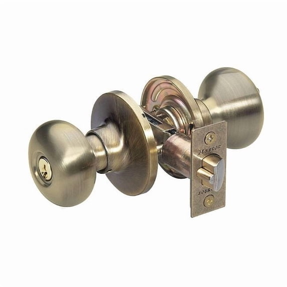 Master Lock Knob Lockset,Biscuit Style,Antique Brass BC0105KA