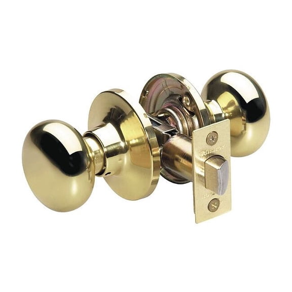 Master Lock Knob Lockset,Biscuit Style,Polished Brss BC0403BOX