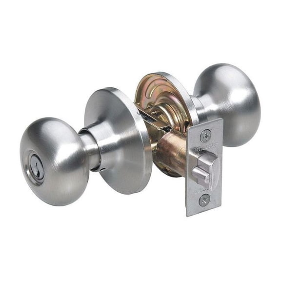 Master Lock Knob Lockset,Biscuit Style,Satin Nickel BC0115KA4S