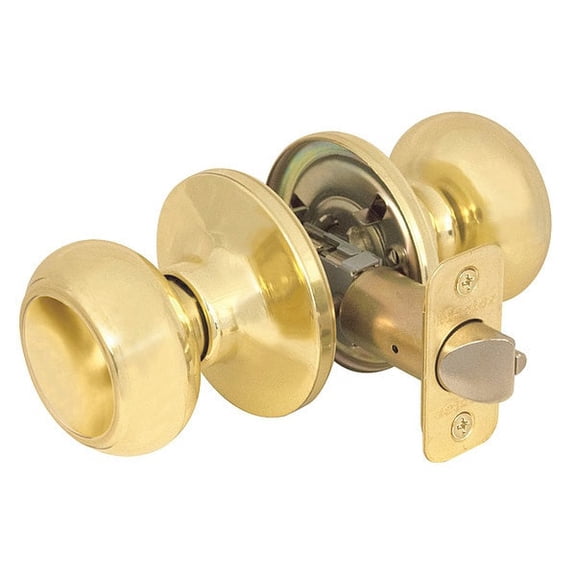 Master Lock Knob Lockset,Rusk Style,Polished Brass RU0403BOX