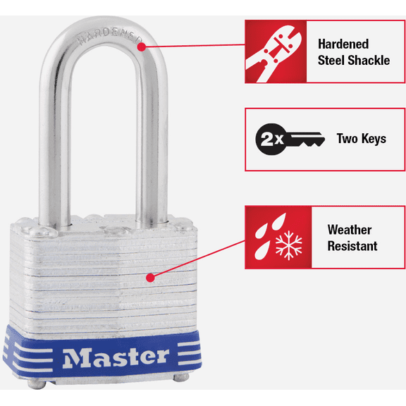 Master Lock Lamented Steel Pin Tumbler Padlock - Pack of 18