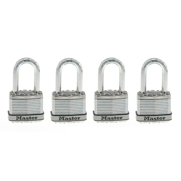 Master Lock Laminated Steel 44 mm (1-3/4 in) Padlock with Key, 38 mm (1-1/2 in) shackle, 4 pack
