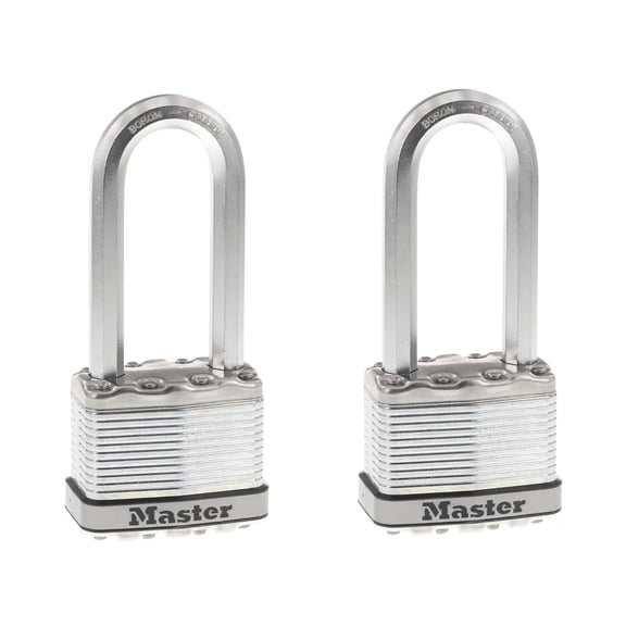 Master Lock Laminated Steel 51 mm (2 in) , 64 mm (2-1/2 in) shackle, 2 pack