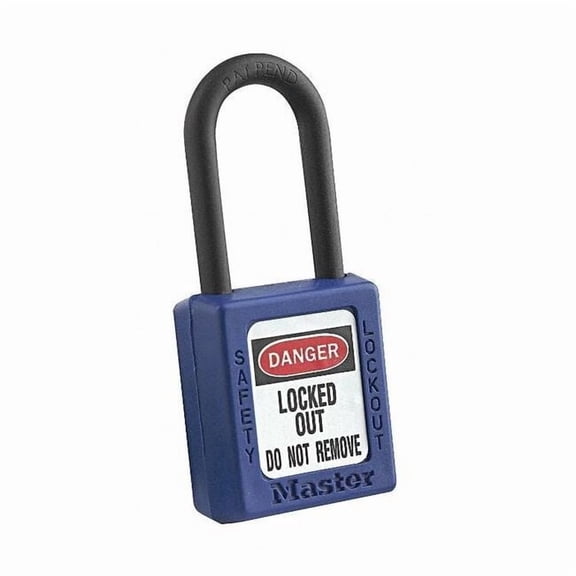 Lockout Padlock, Keyed Alike, Thermoplastic, Blue, 1 1/2 in Shackle Height, 1 1/2 in Body Width