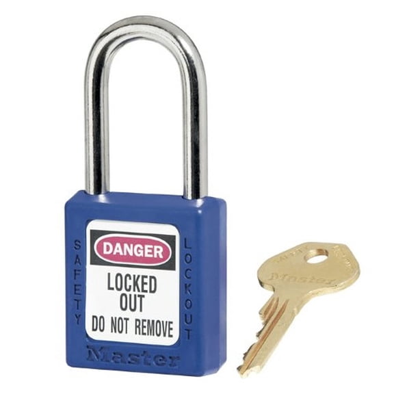 Lockout Padlock, Keyed Alike, Thermoplastic, Blue, 1 1/2 in Shackle Height, 1 1/2 in Body Width