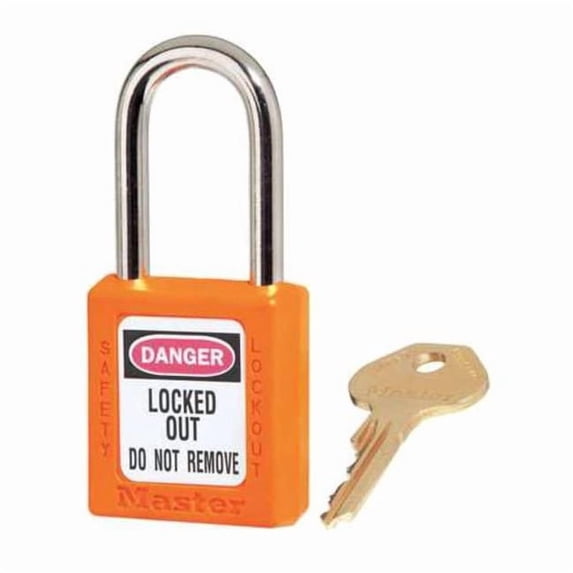 Lockout Padlock, Keyed Alike, Thermoplastic, Orange, 1 1/2 in Shackle Height, 1 1/2 in Body Width