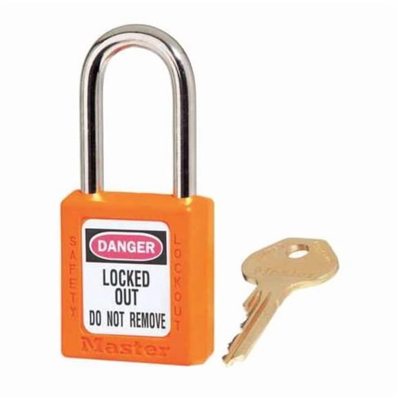 Lockout Padlock, Keyed Alike, Thermoplastic, Orange, 1 1/2 in Shackle Height, 1 1/2 in Body Width