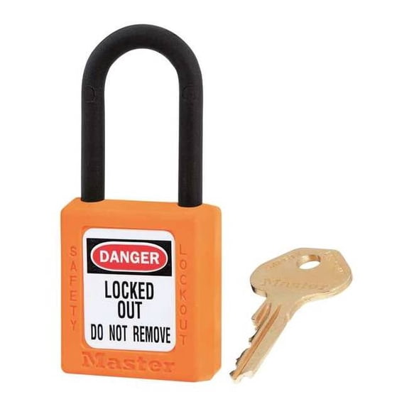Lockout Padlock, Keyed Alike, Thermoplastic, Orange, 1 1/2 in Shackle Height, 1 1/2 in Body Width