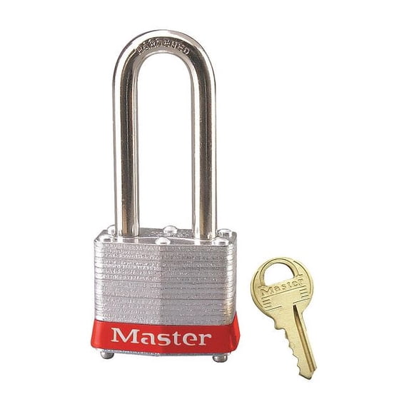 Lockout Padlock, Keyed Alike, Steel, Red, 2 in Shackle Height, 1 9/16 in Body Width, 1 No. of Keys