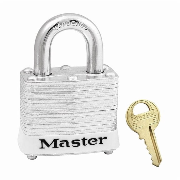 Lockout Padlock, Keyed Alike, Steel, White, 3/4 in Shackle Height, 1 9/16 in Body Width