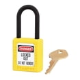 thumbnail image 1 of Lockout Padlock, Keyed Alike, Thermoplastic, Yellow, 1 1/2 in Shackle Height, 1 1/2 in Body Width, 1 of 1