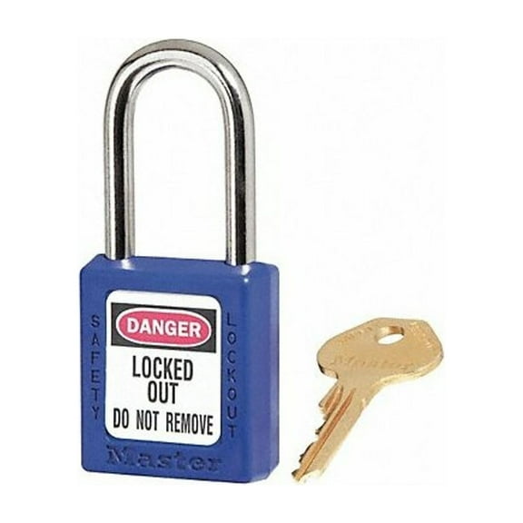Lockout Padlock, Keyed Different, Thermoplastic, Standard Body, Steel, Blue, PK6