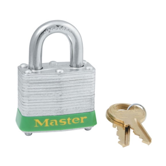 Steel Body Safety Padlocks, 9/32 in Diam., 3/4 in L X 5/8 in W, Green