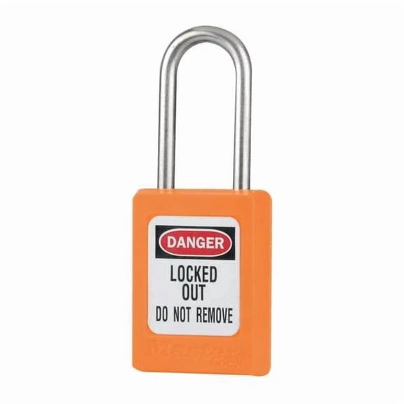 Lockout Padlock, Keyed Different, Thermoplastic, Orange, 1 1/2 in Shackle Height S33ORJ
