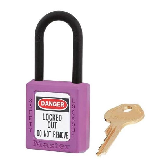 Lockout Padlock, Keyed Different, Thermoplastic, Purple, 1 1/2 in Shackle Height
