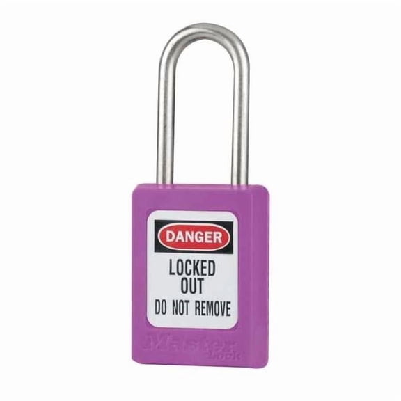 Lockout Padlock, Keyed Different, Thermoplastic, Purple, 1 1/2 in Shackle Height, 1 No. of Keys