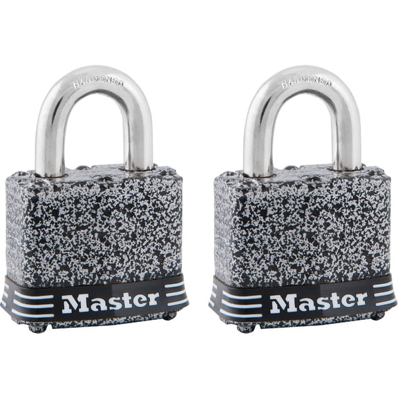 Master Lock Padlock, Rust-Oleum Certified Laminated Steel Lock, 1-9/16 in. Wide, 380T (Pack of 2-Keyed Alike)