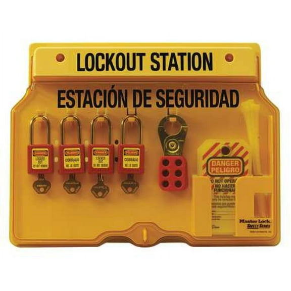Master Lock Lockout Station,Filled,4 Locks,Keyed Dff 1482BP410ES