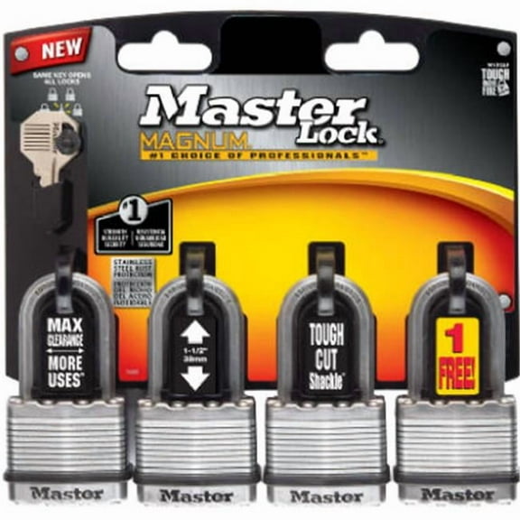 Master Lock M1XQLFCCSEN Magnum Keyed Laminated Padlocks, 4-Pack, 1-3/4 In. - Quantity 1