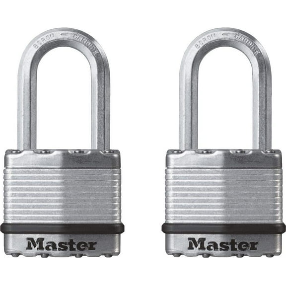 Master Lock Long Shackle Padlock Magnum M1XTLFHC - Stainless Steel, Key Lock - 2 Count