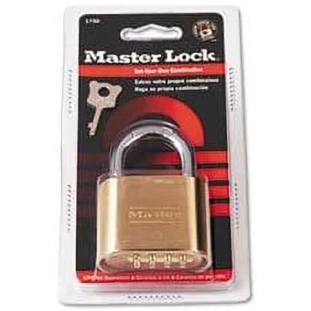 Master Lock Combination Padlock 175D - Resettable, Brass, Durable - 4 Pack, 2" Wide, Gold