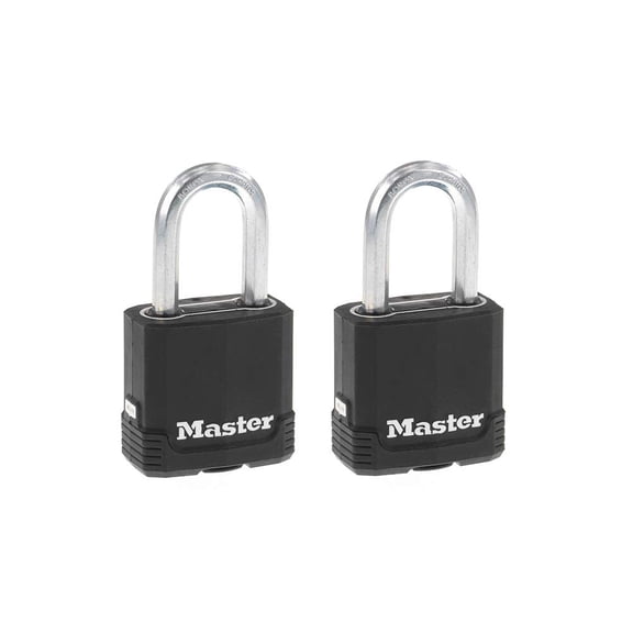 Master Lock Magnum Heavy Duty Outdoor Padlock with Key, Weather Resistant Body and Cut Safe Shackle Make Lock Perfect for Fences, Gates, Sheds, 2 Pack, M115XTLF