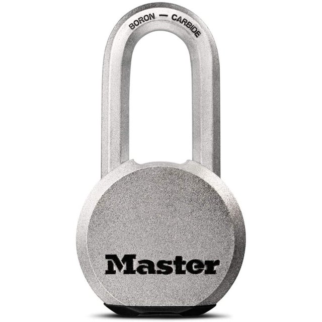 Master Lock Magnum Heavy Duty Solid Steel Silver Padlock with Key, Cut