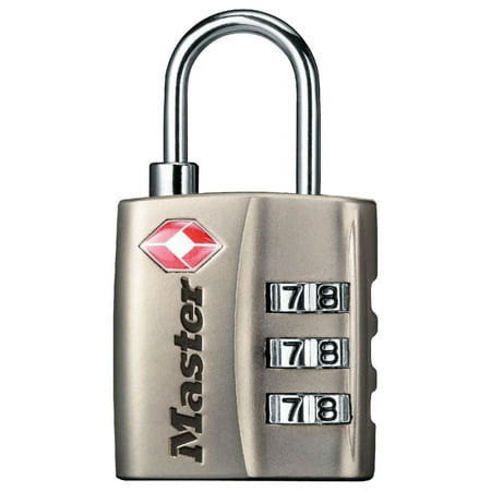 Master Lock TSA Approved 3 Dial Resettable Combination Luggage Lock, Nickel