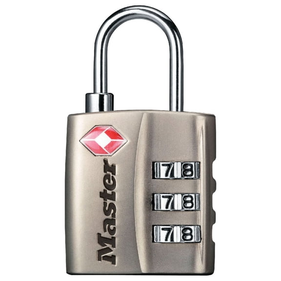 Master Lock TSA Approved Nickel 3 Dial Resettable Combination Luggage Lock with Metal Body