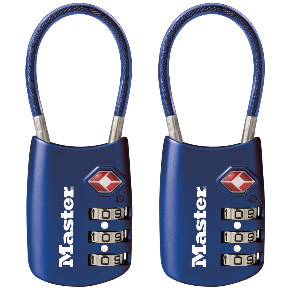Master Lock 4688T Set Your Own Combination Tsa accepted Cable Padlock Assorted Colors 2 Pack