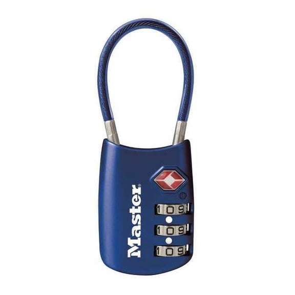 Master Lock, Mlk4688Dblu, Tsa-Accepted Cable Lock, Padlock, 1, Blue