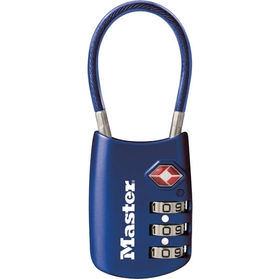 Master Lock, MLK4688DBLU, TSA-accepted Cable Lock, 1, Blue