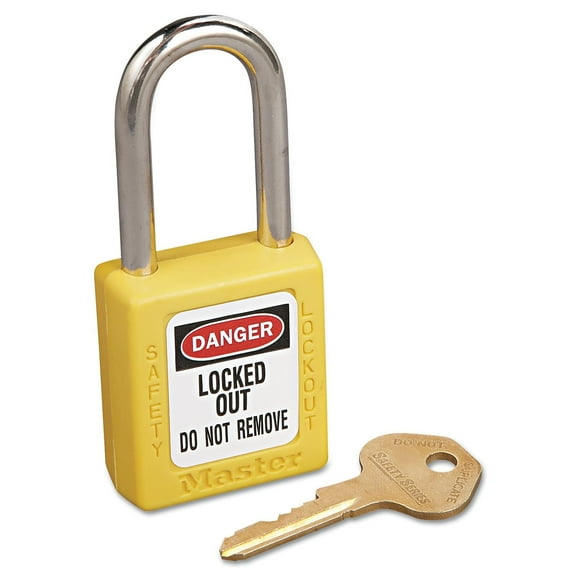 Master Lock Safety Tumbler Padlocks, 6 Pin, Xenoy, Yellow, Keyed Different, 6/Box470-410YLW