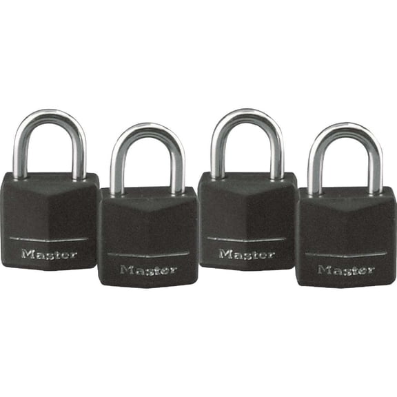 Master Lock Vinyl Aluminum 121Q, 1 Steel Covered Solid Body 4 Piece 4 Pack