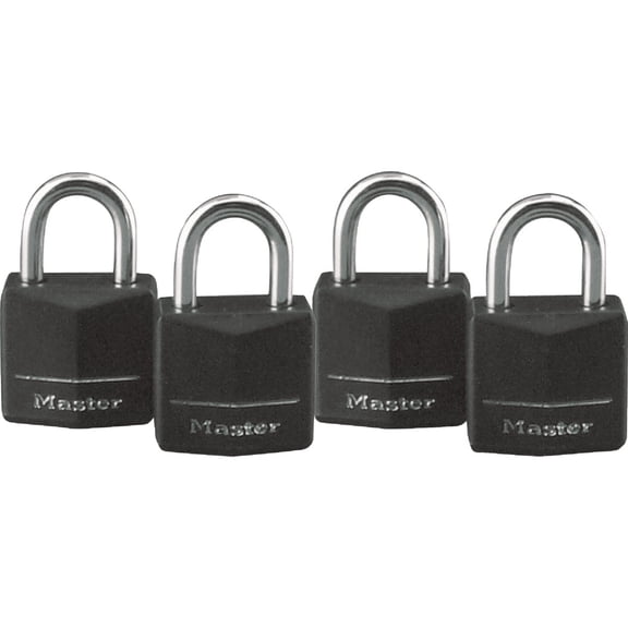 Master Lock Covered Solid Body Padlock, 3/4in Wide, 4 pack