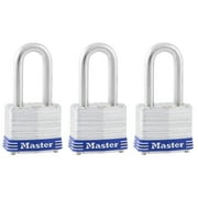 Master Lock Padlock 3TRILF Laminated Steel Pin Tumbler, 1-9/16in (40mm) Wide with 1-1/2 (38mm) Shackle, 3 Pack
