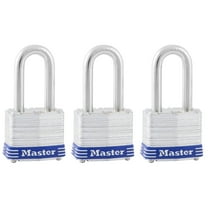 Master Lock Padlock 3TRILF Laminated Steel Pin Tumbler, 1-9/16in (40mm) Wide with 1-1/2 (38mm) Shackle, 3 Pack