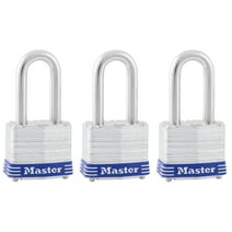 Master Lock Padlock 3TRILF Laminated Steel Pin Tumbler, 1-9/16in (40mm) Wide with 1-1/2 (38mm) Shackle, 3 Pack