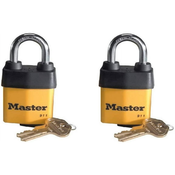 Master Lock Padlock, Covered Laminated Steel Lock, 911DPF, 2 Pack