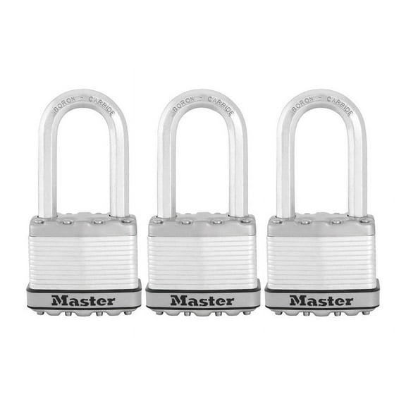 Master Lock Padlock, Magnum Laminated Steel Lock, 2 in. Wide, M5XTRILH Pack of 3-Keyed Alike