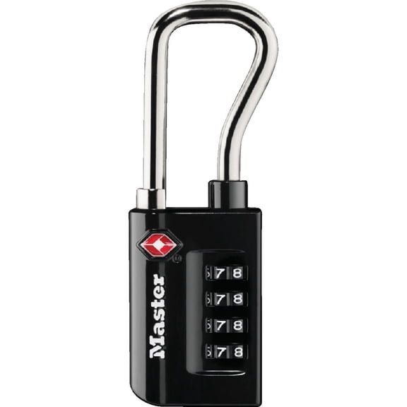 Master Lock Padlock, Set Your Own Combination TSA Accepted Luggage Lock, 1-5/16 in. Wide, 4696D, Black