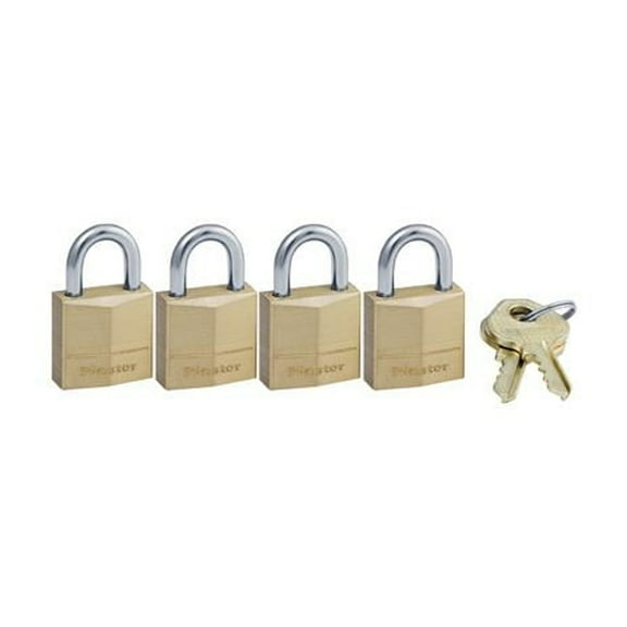 Master Lock Padlock, Solid Brass Lock, 3/4 in. Wide, 120Q (Pack of 4-Keyed Alike)