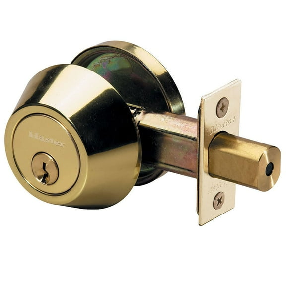 Master Lock Polished Brass Finished Single Cylinder Door Deadbolt