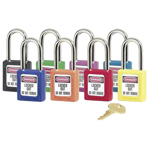 Zenex Thermoplastic Safety Lockout Padlock, 410, 1-1/2 W x 1-3/4 H Body, 3 in H Shackle, KA, Red