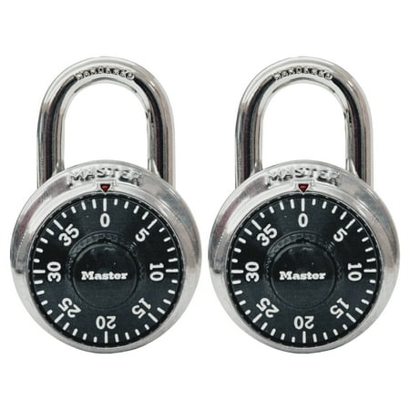 Master Lock 3-Digit Combination Padlock School and Gym Lock, Black, 2 pack